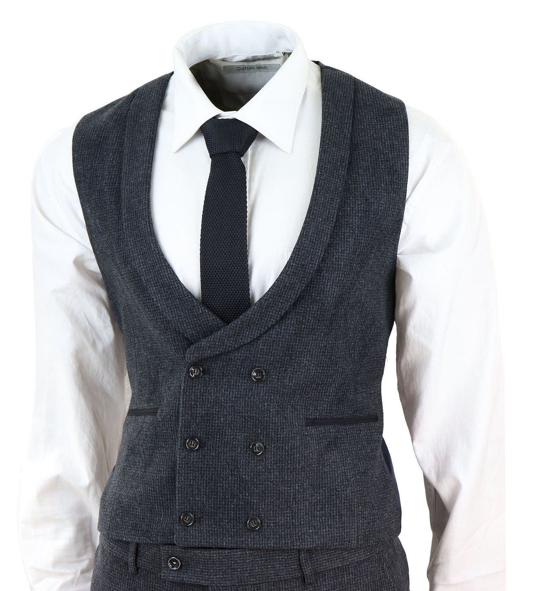 Terno de tweed cinza escuro de 3 peças
