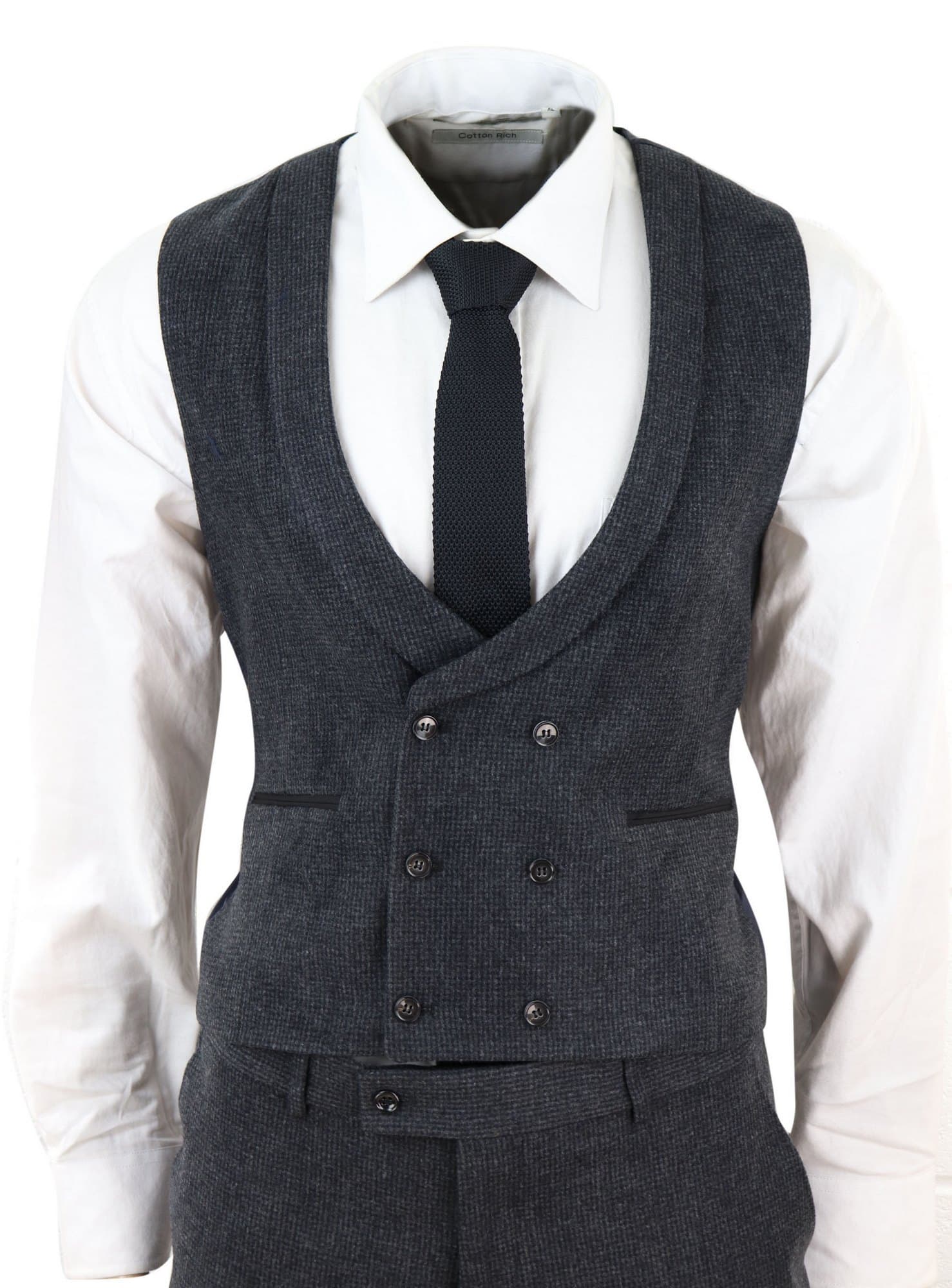 Terno de tweed cinza escuro de 3 peças