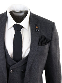 Terno de tweed cinza escuro de 3 peças