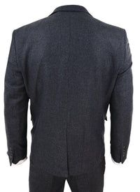 Terno de tweed cinza escuro de 3 peças