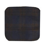 281 - Gravata e lenço de bolso masculinos em lã tweed azul espinha de peixe, 5 cm (2")