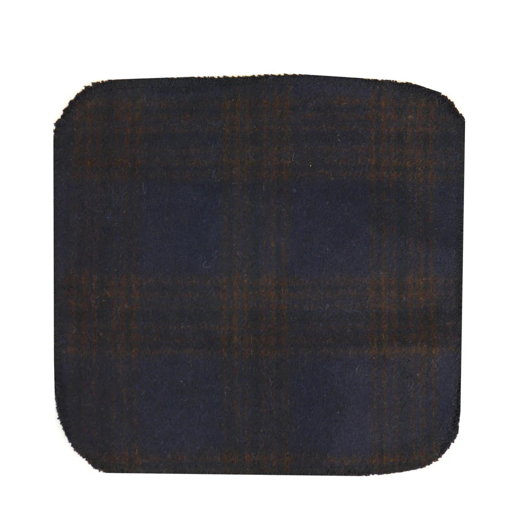 281 - Gravata e lenço de bolso masculinos em lã tweed azul espinha de peixe, 5 cm (2")