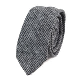 281 - Gravata e lenço de bolso masculinos em lã tweed cinza espinha de peixe, 5 cm (2")
