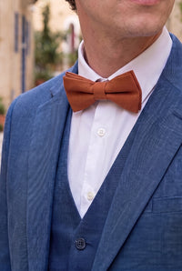 Gravata borboleta dupla marrom masculina