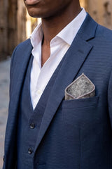 Lenço de bolso masculino em tweed cinza