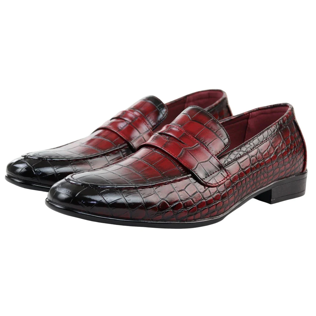 Mocassins sociais vermelhos masculinos sem fecho