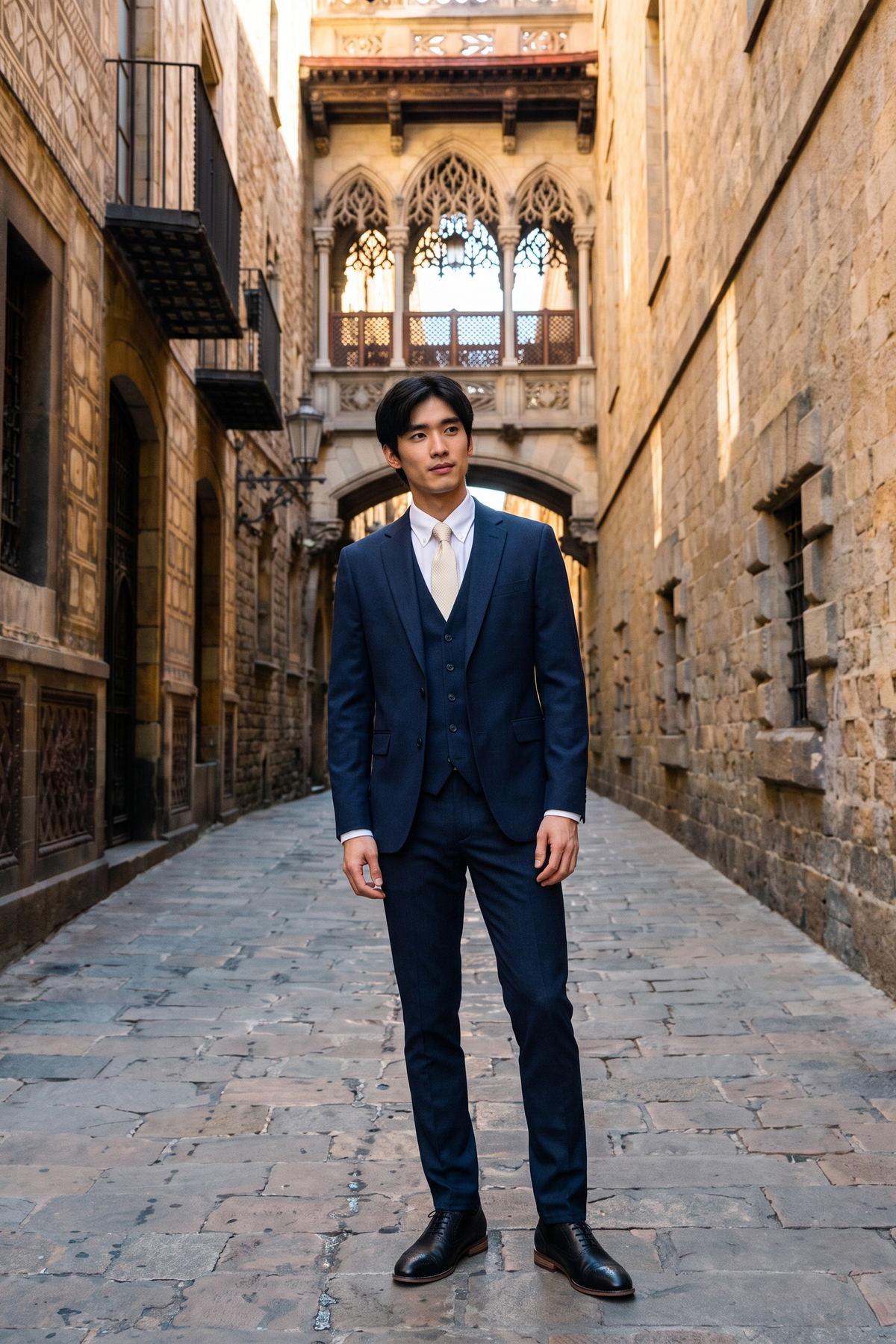 Look #820 styled with Malibu - Terno masculino azul-marinho de 3 peças com corte sob medida