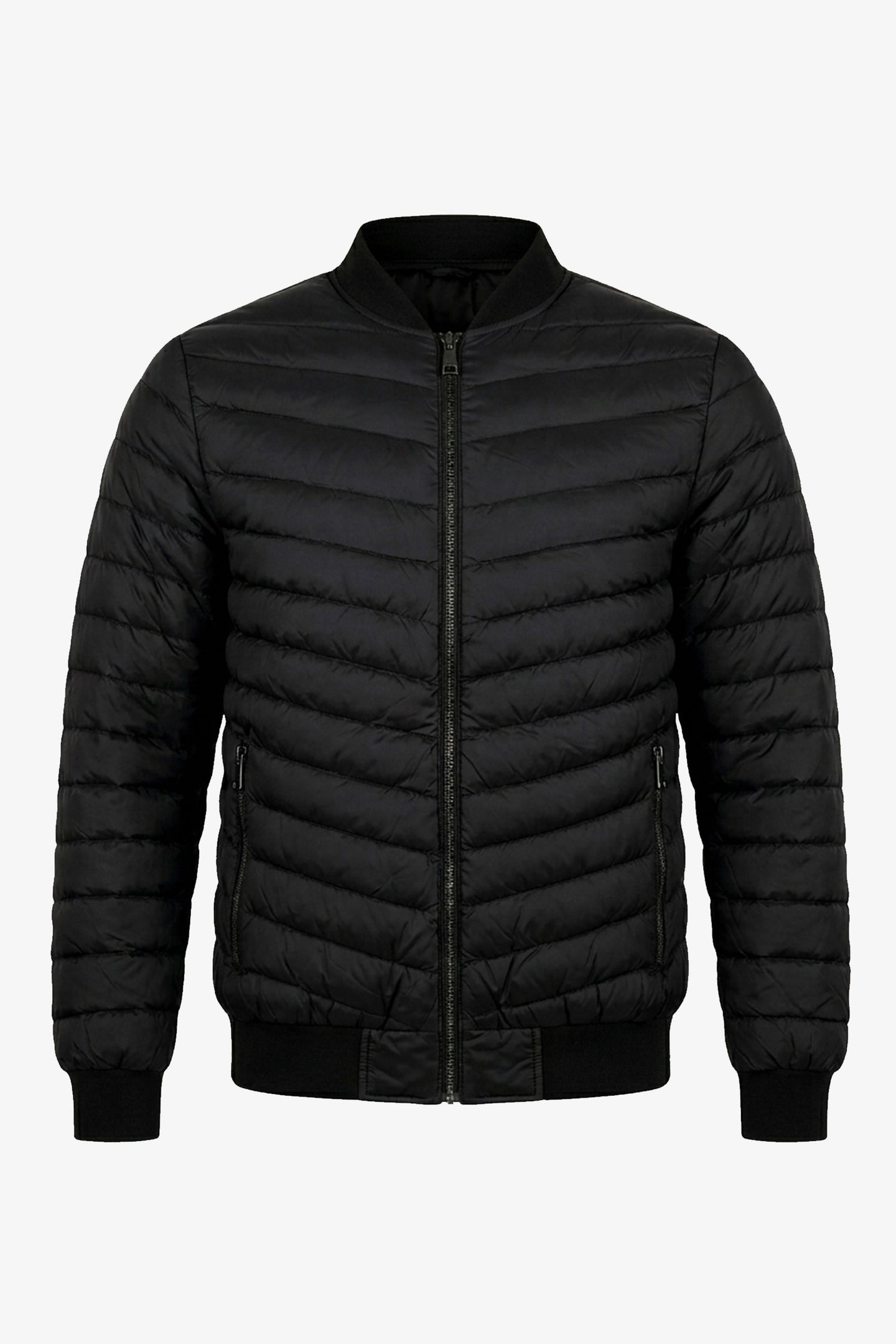 Jaqueta Bomber Masculina Preta Acolchoada Leve com Zíper