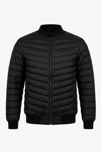 Jaqueta Bomber Masculina Preta Acolchoada Leve com Zíper