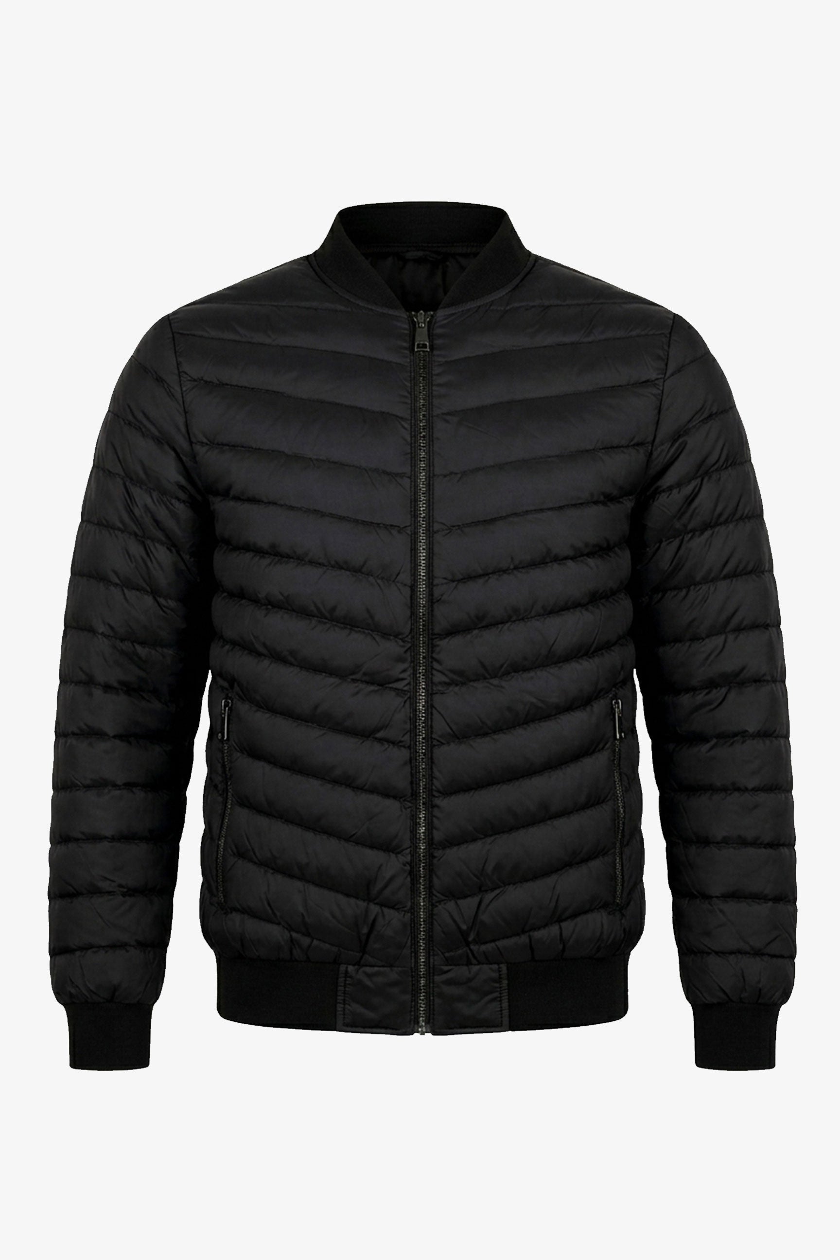 Jaqueta Bomber Masculina Preta Acolchoada Leve com Zíper