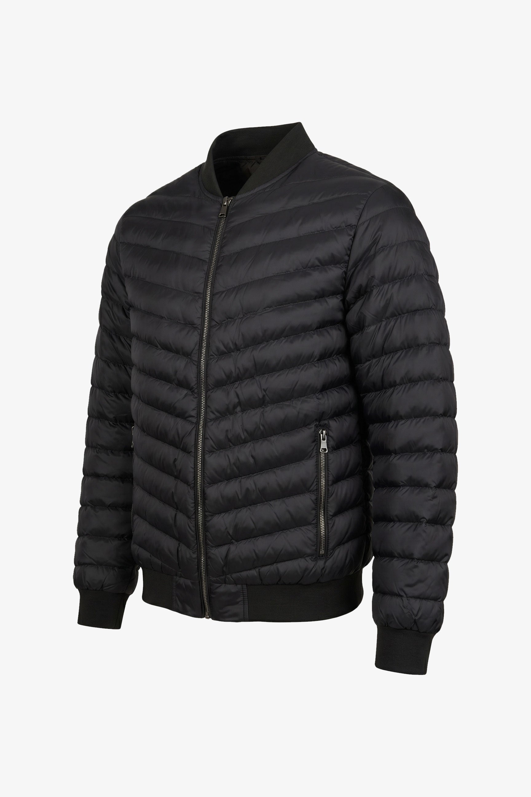 Jaqueta Bomber Masculina Preta Acolchoada Leve com Zíper