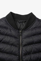 Jaqueta Bomber Masculina Preta Acolchoada Leve com Zíper