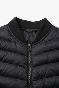 Jaqueta Bomber Masculina Preta Acolchoada Leve com Zíper