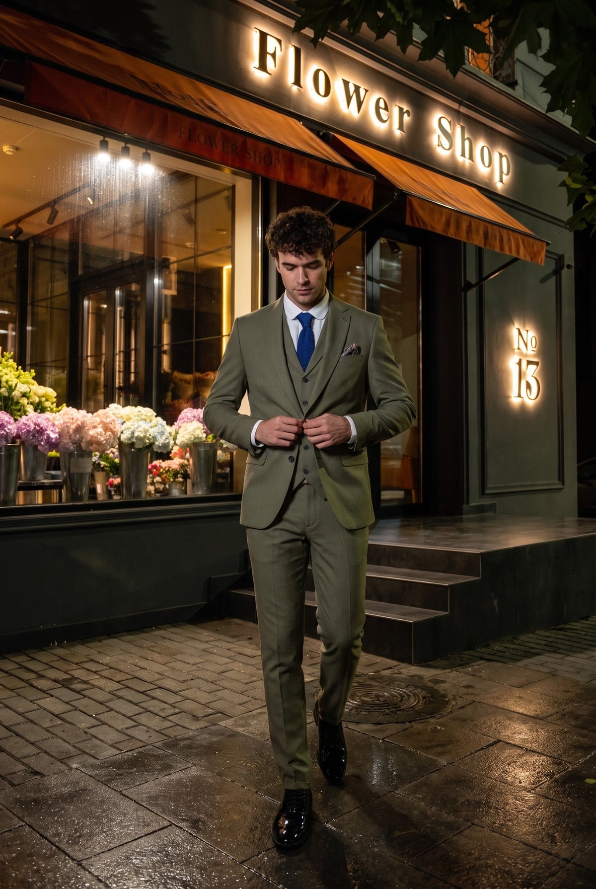 Look #158 styled with Terno de linho de 3 peças TP-22 para casamento de verão, cor sálvia, para homem.