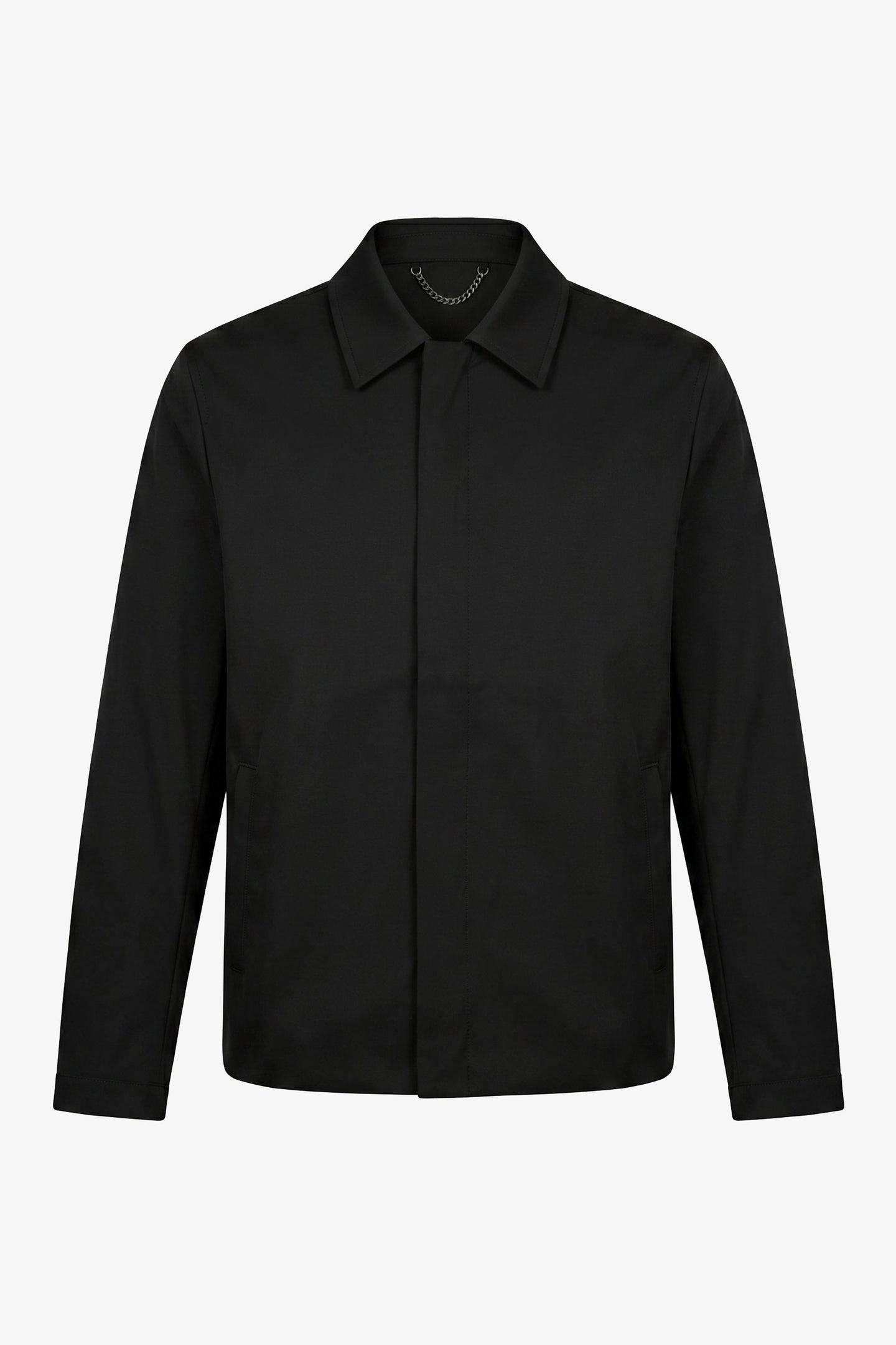Jaqueta Harrington impermeável preta masculina com gola