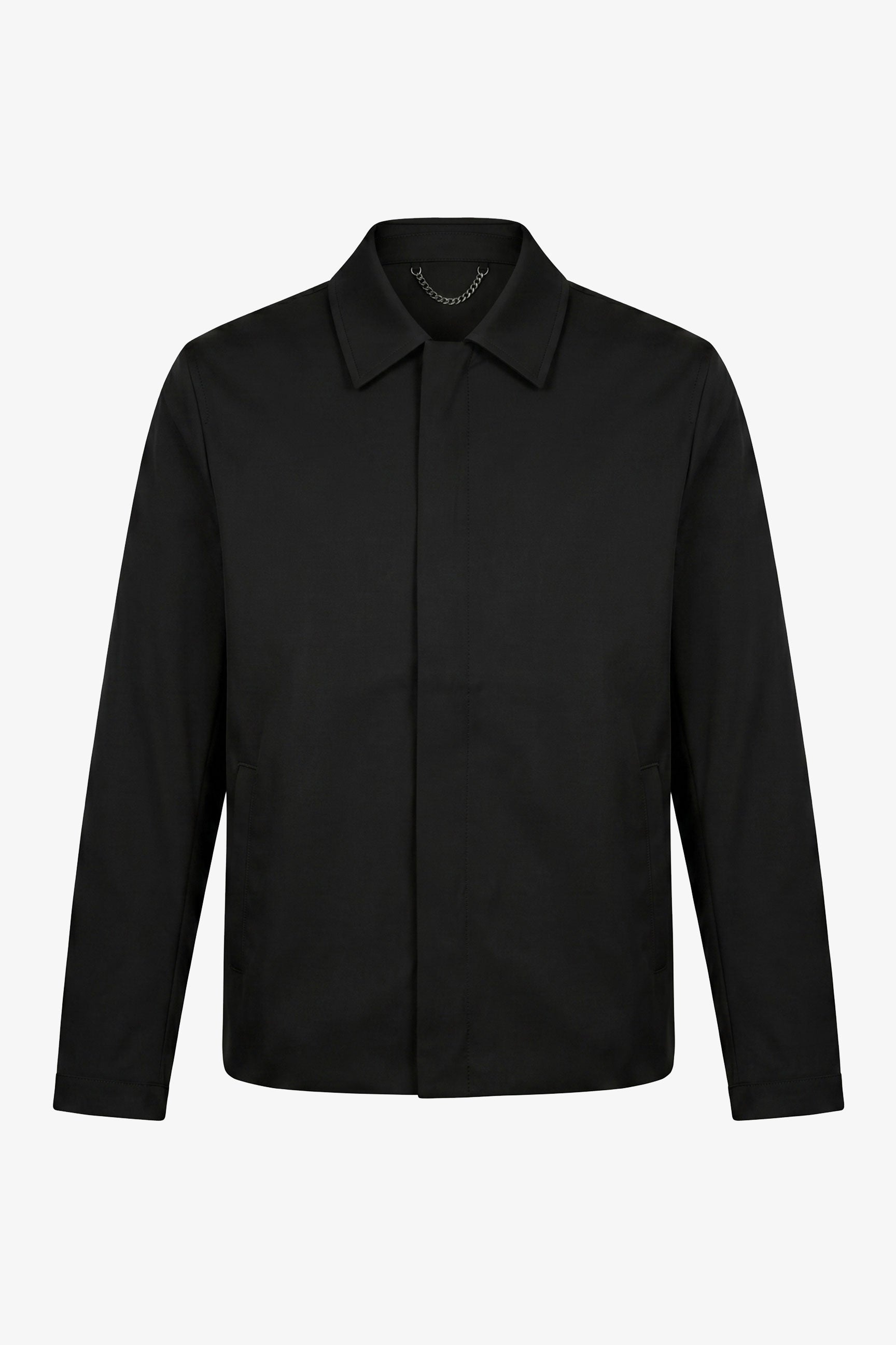 Jaqueta Harrington impermeável preta masculina com gola