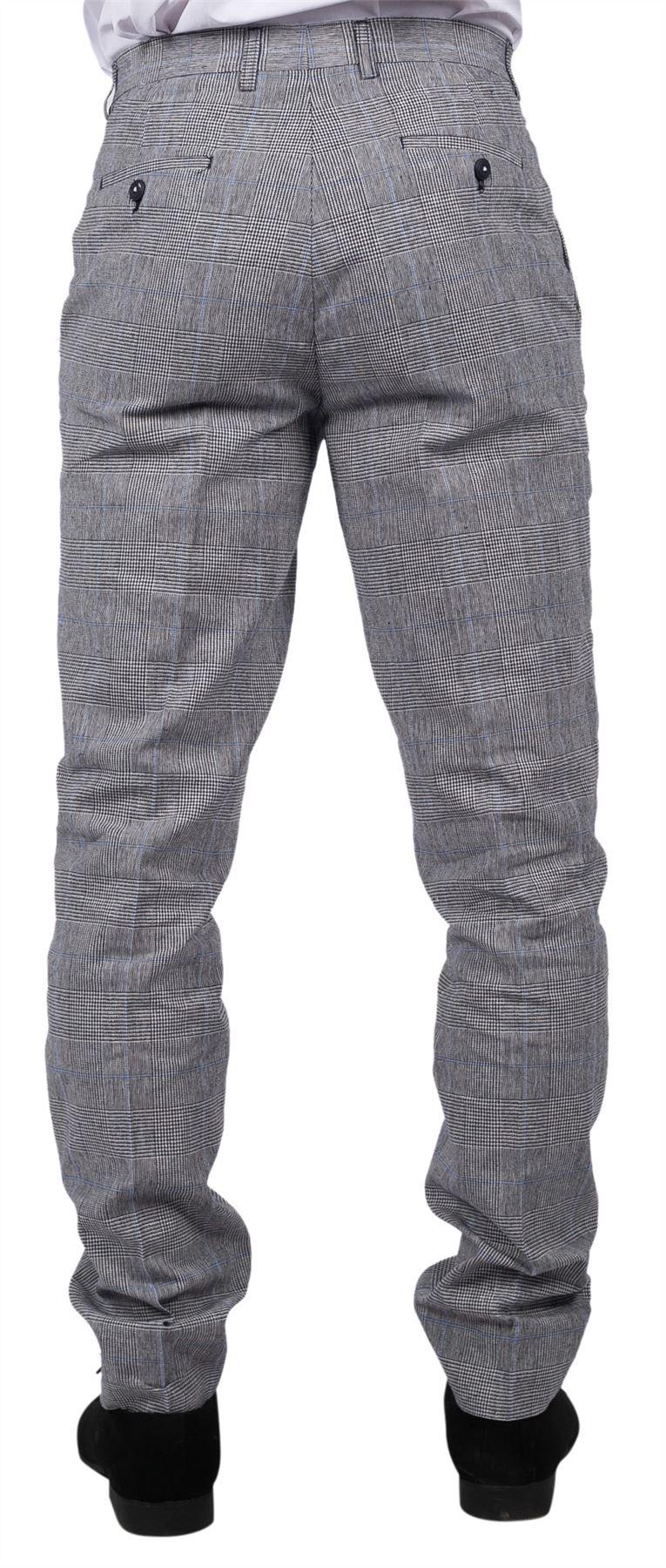 Arriga - Calças masculinas xadrez cinza e azul