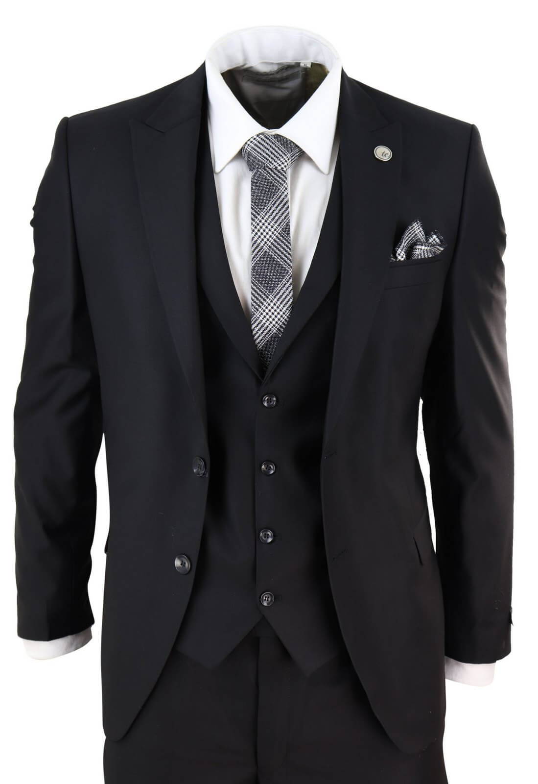 Terno masculino clássico preto de 3 peças