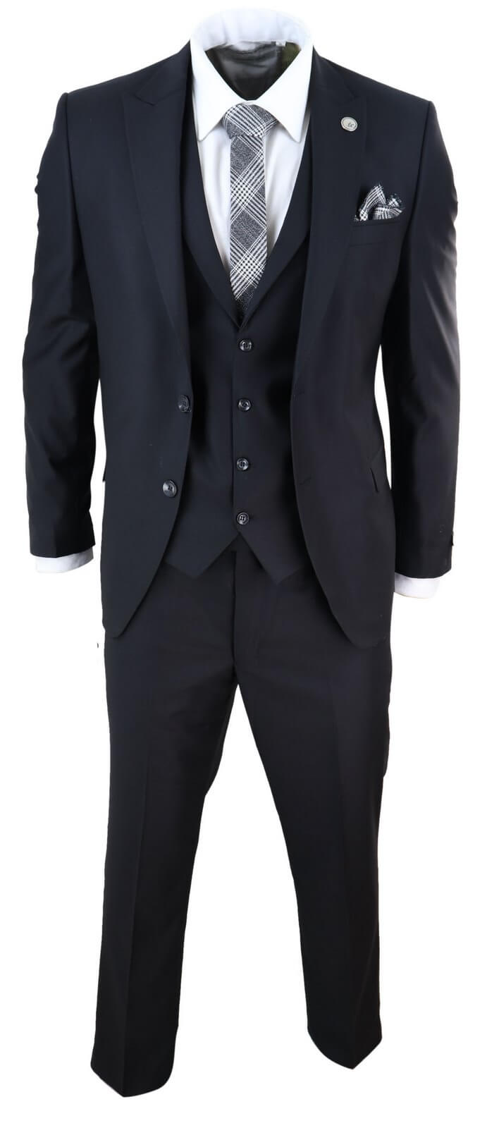 Terno masculino clássico preto de 3 peças