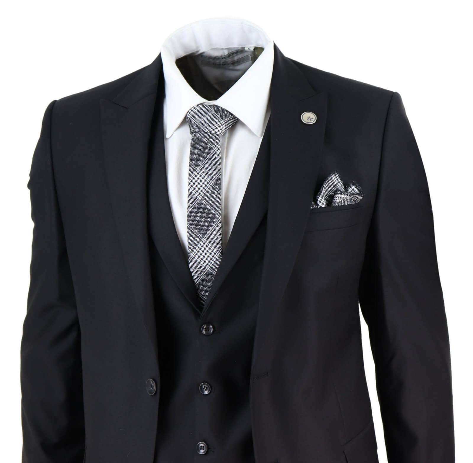 Terno masculino clássico preto de 3 peças