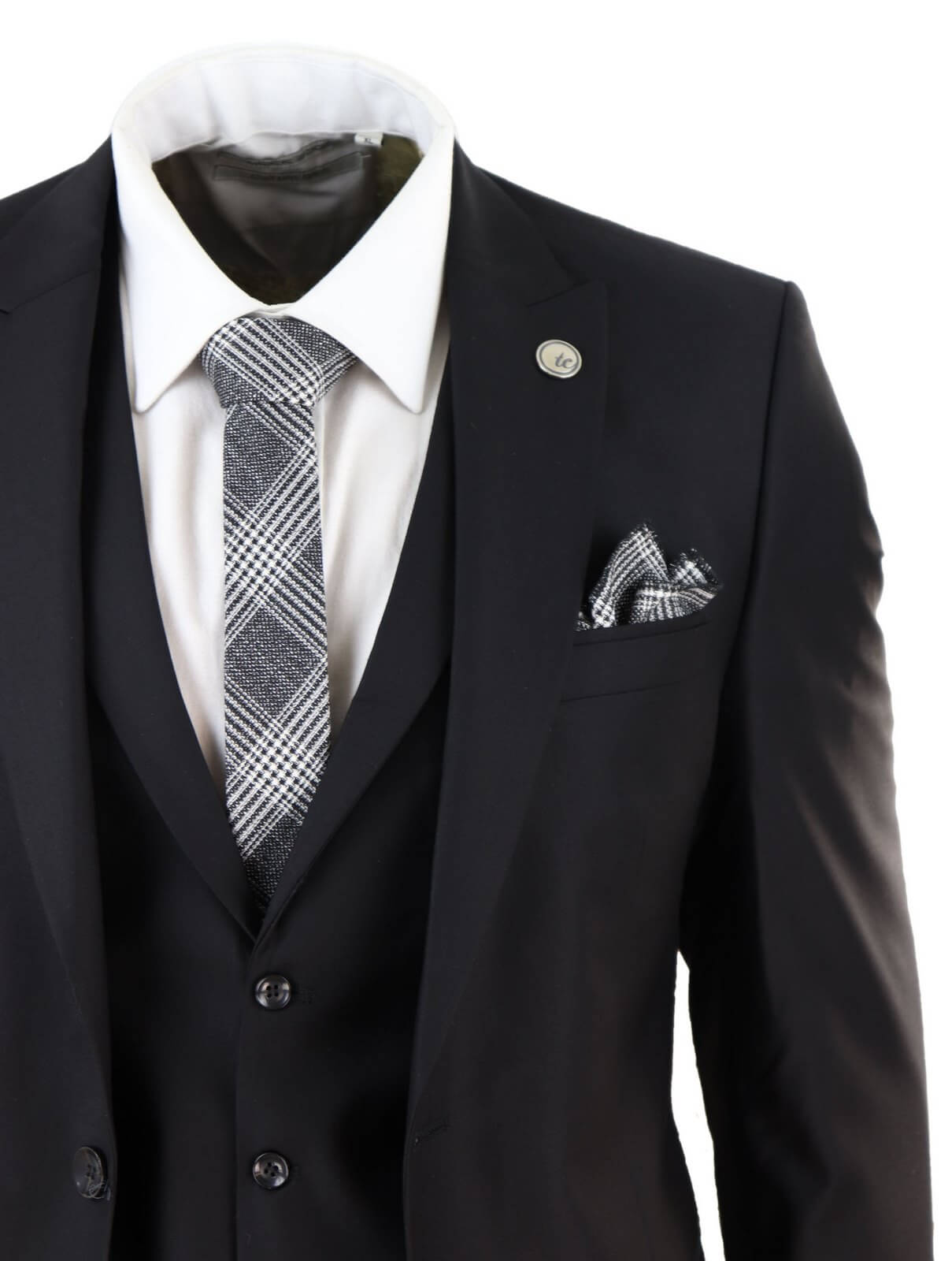 Terno masculino clássico preto de 3 peças