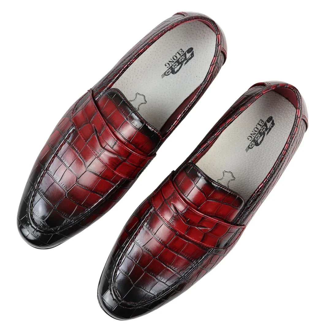 Mocassins sociais vermelhos masculinos sem fecho