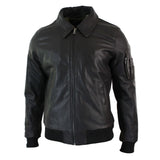 Jaqueta Bomber Clássica de Piloto Harrington Masculina em Couro Marrom