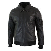 Jaqueta Bomber Clássica de Piloto Harrington Masculina em Couro Marrom
