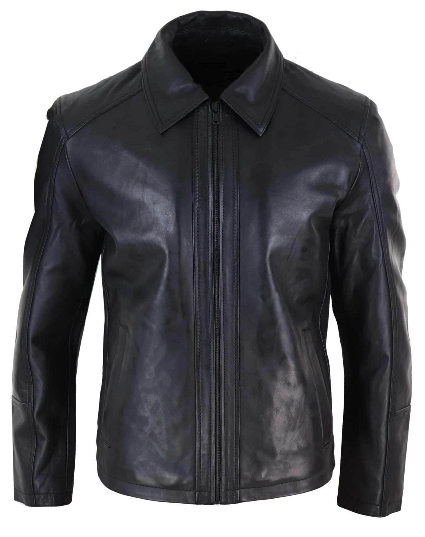 Jaqueta masculina de couro napa macio preto