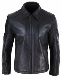 Jaqueta masculina de couro napa macio preto