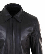 Jaqueta masculina de couro napa macio preto