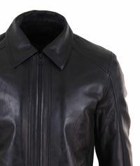 Jaqueta masculina de couro napa macio preto