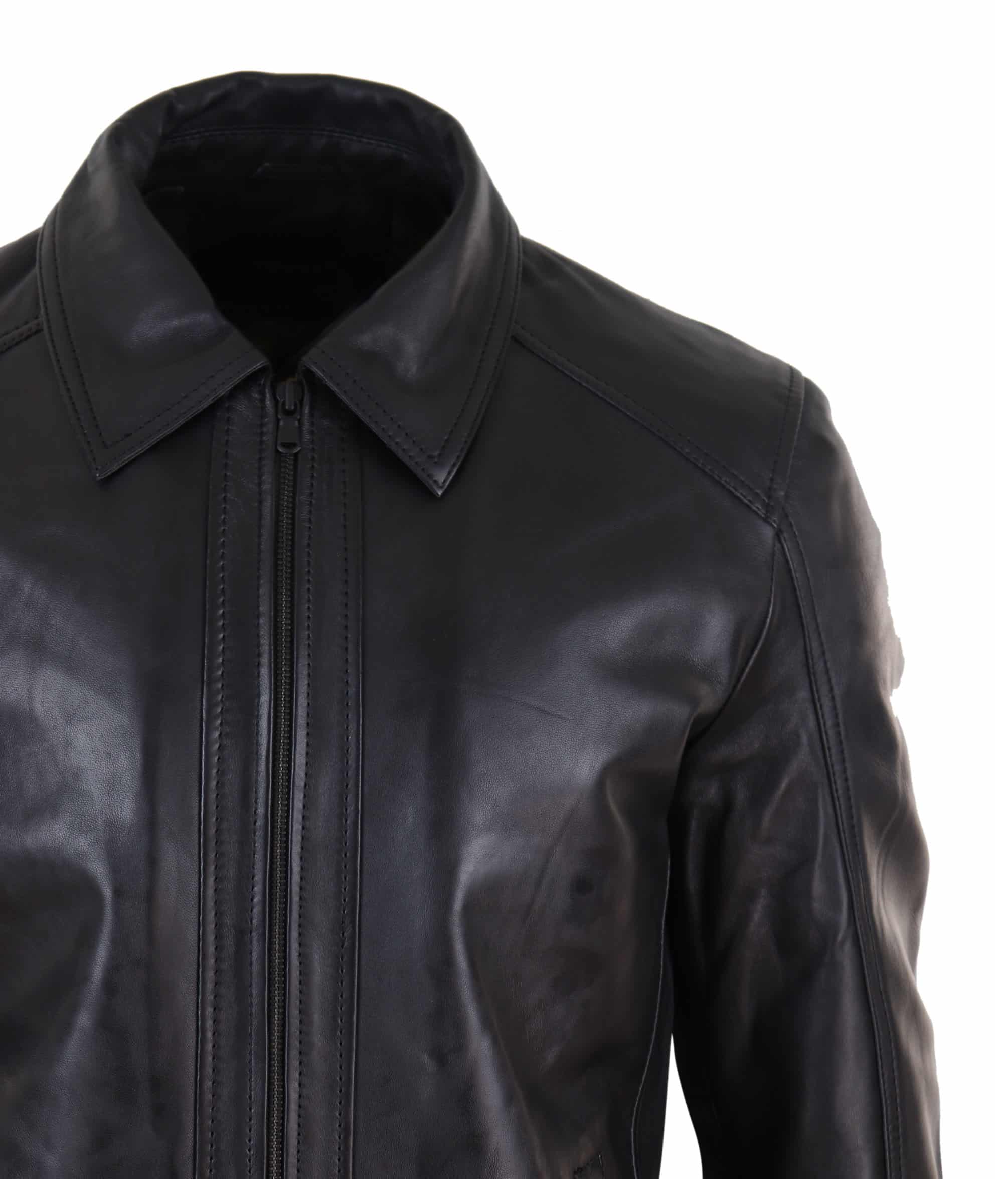 Jaqueta masculina de couro napa macio preto