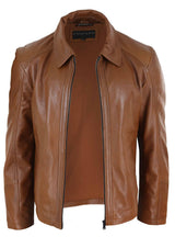 Jaqueta masculina de couro legítimo macio napa bege