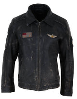 Jaqueta masculina vintage de couro com gola de pele.