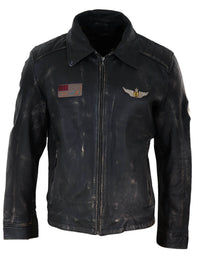 Jaqueta masculina vintage de couro com gola de pele.