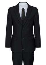 Terno preto de 5 peças para menino: blazer, colete, camisa, gravata e calça para casamento e funeral.