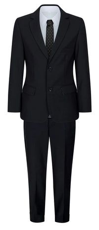Terno preto de 5 peças para menino: blazer, colete, camisa, gravata e calça para casamento e funeral.