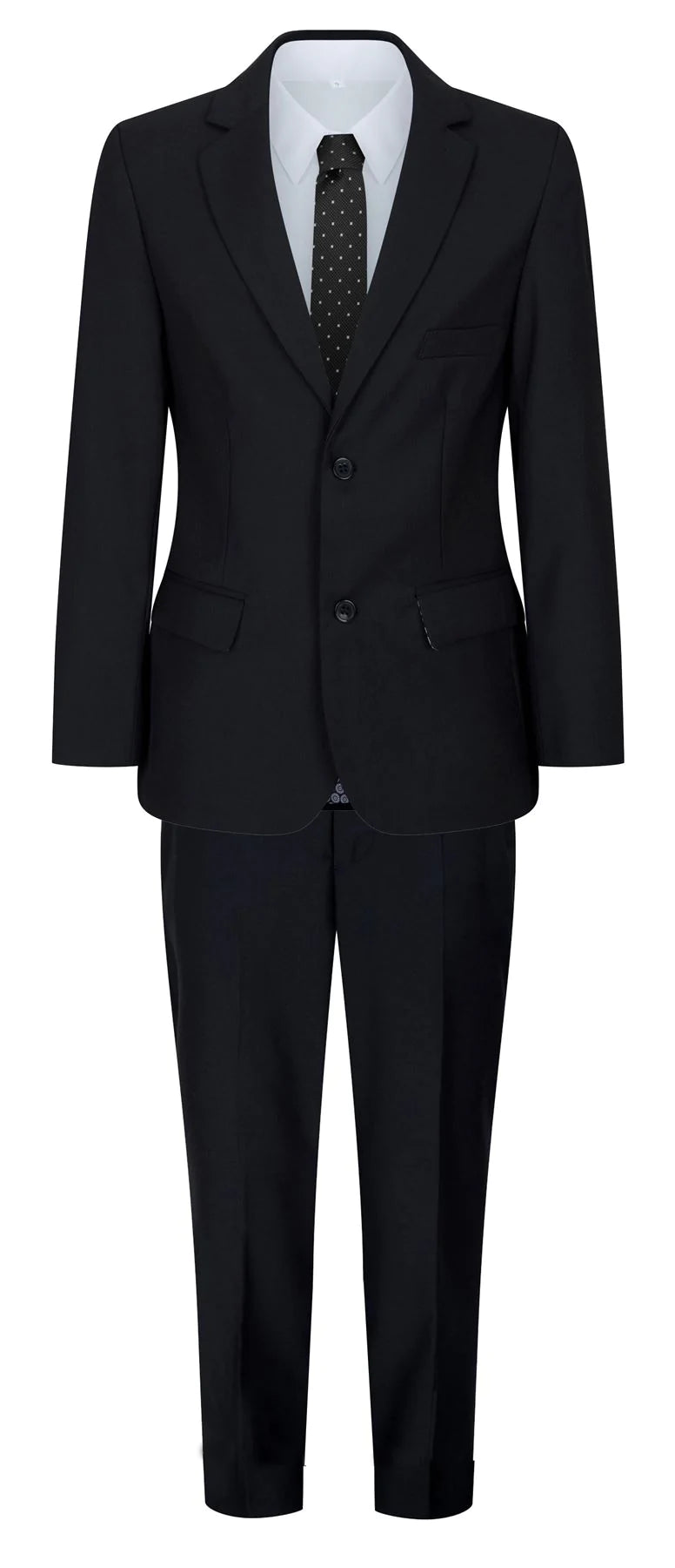 Terno preto de 5 peças para menino: blazer, colete, camisa, gravata e calça para casamento e funeral.