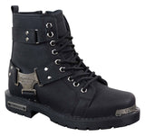 Botas masculinas pretas robustas em couro PU