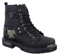 Botas masculinas pretas robustas em couro PU