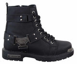 Botas masculinas pretas robustas em couro PU
