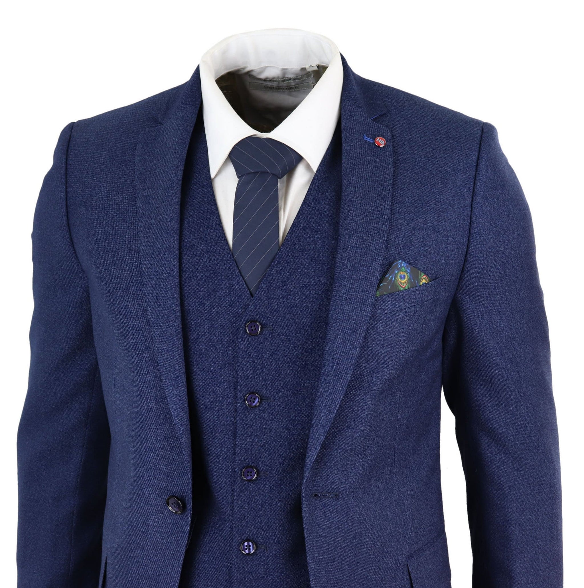 Terno masculino azul marinho slim fit de 3 peças