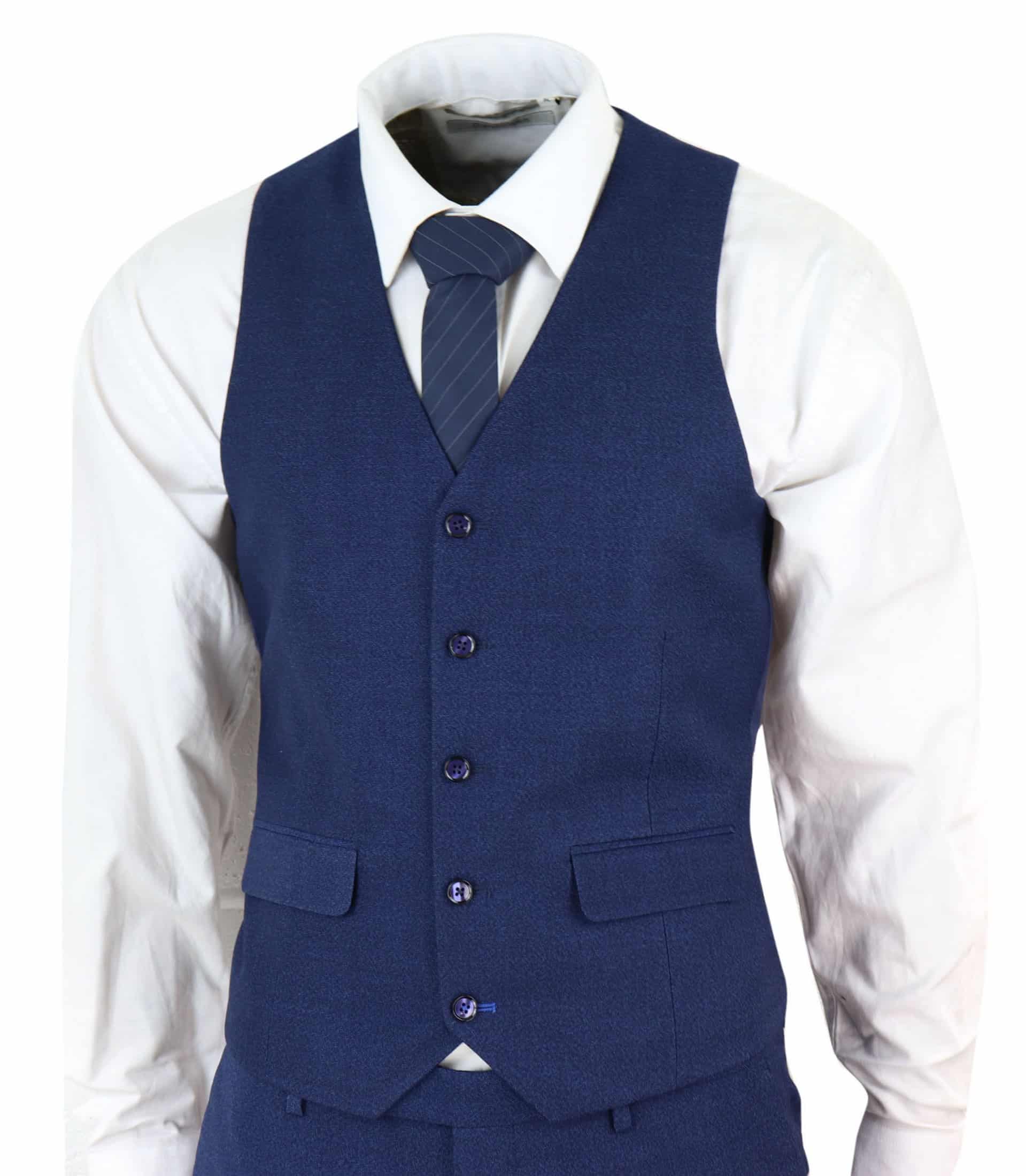 Terno masculino azul marinho slim fit de 3 peças