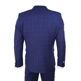 Terno de casamento masculino azul-marinho xadrez de 3 peças