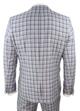 Terno masculino cinza de 3 peças com estampa xadrez Pince of Whales