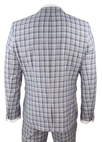 Terno masculino cinza de 3 peças com estampa xadrez Pince of Whales