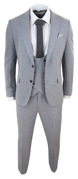 Terno masculino cinza de lã, 3 peças