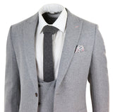 Terno masculino cinza de lã, 3 peças