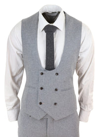 Terno masculino cinza de lã, 3 peças